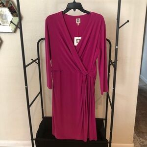 Anne Klein Magenta Long Sleeve Dress